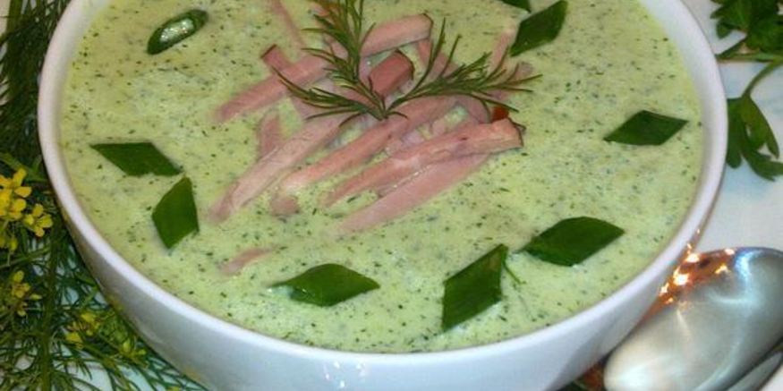 Рецепт холодного огуречного супа с фасолью и ветчиной