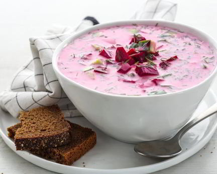 Холодный суп из простокваши и свеклы