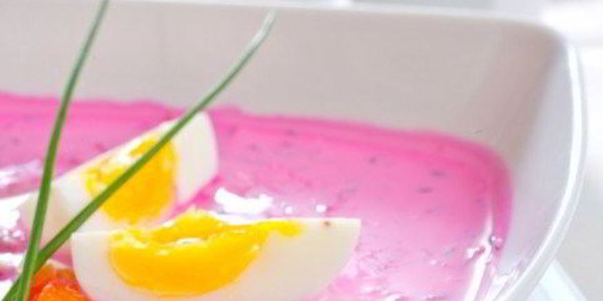 Рецепт холодного супа из свеклы с огурцами, щавелем и березовым соком