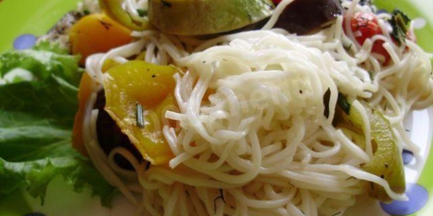 Рецепт лапши кукси с запеченными овощами