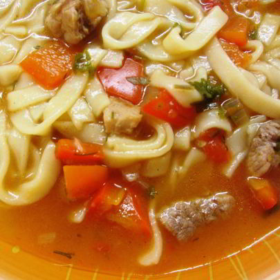 Лагман на телячьем бульоне