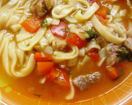Лагман на телячьем бульоне