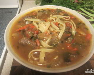 Лагман с баклажанами