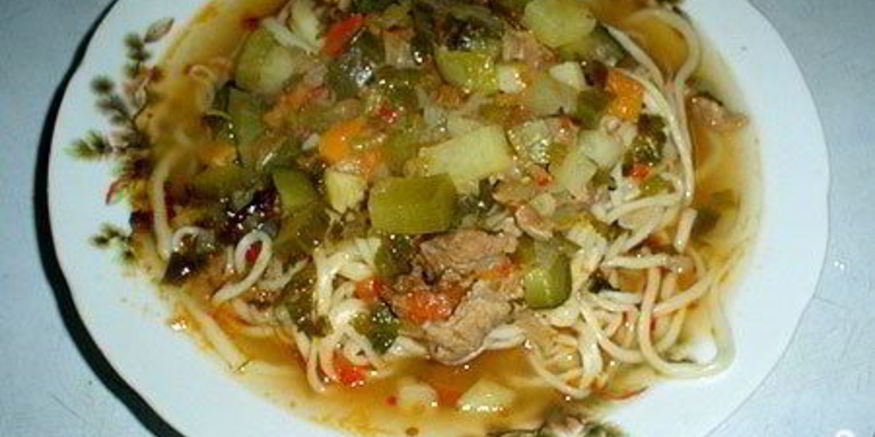 Рецепт лагмана с солеными огурцами