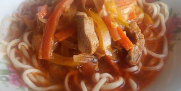 лагман с тянутой лапшой