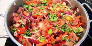 узбекский лагман с настоящей домашней лапшой