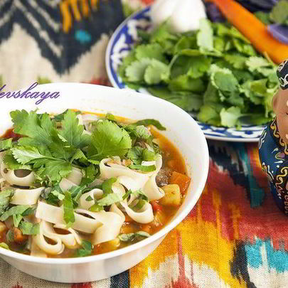 Узбекский лагман жареный