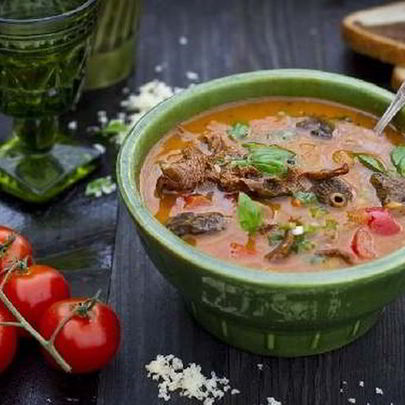 Молочный суп из баклажанов с грибами