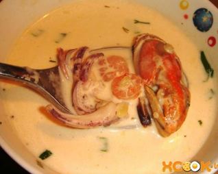 Молочный суп с морепродуктами