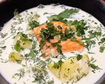 Молочный суп с рыбой