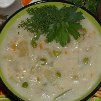 Сырно-молочный суп с овощами