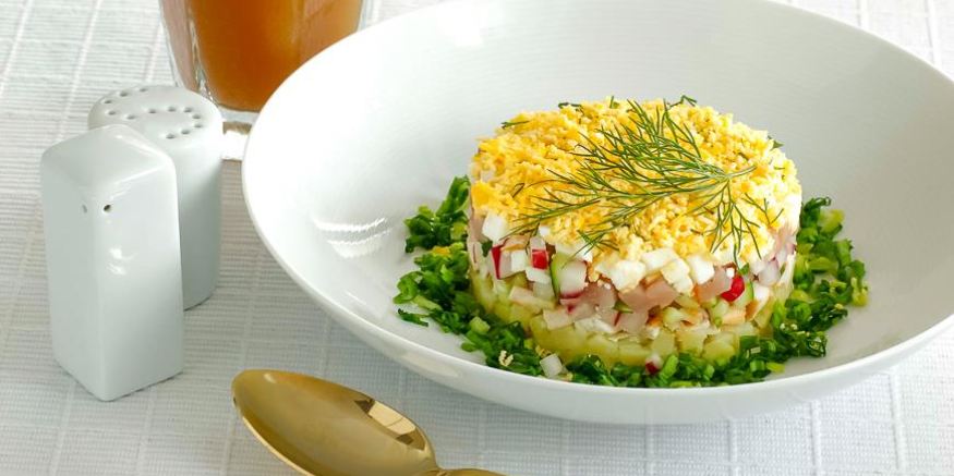 Рецепт классической окрошки на квасе с языком