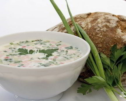 Окрошка классическая с колбасой на воде