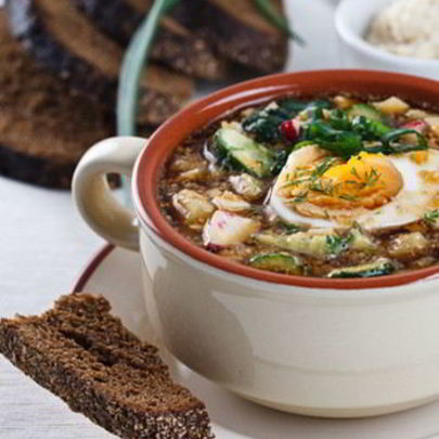 Окрошка мясная на квасе