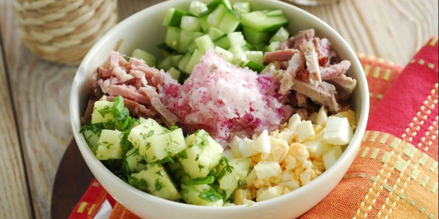 Рецепт окрошки мясной