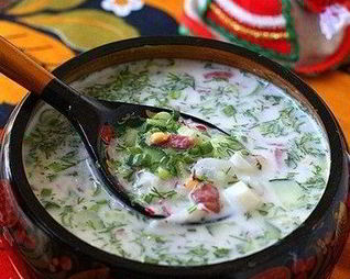 Окрошка на кефире и газированной воде