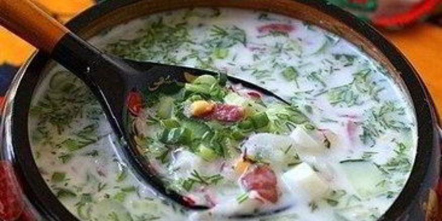 Рецепт окрошки на кефире и газированной воде