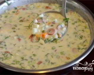 Окрошка на кефире и минералке