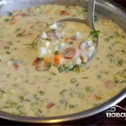 Окрошка на кефире и минералке