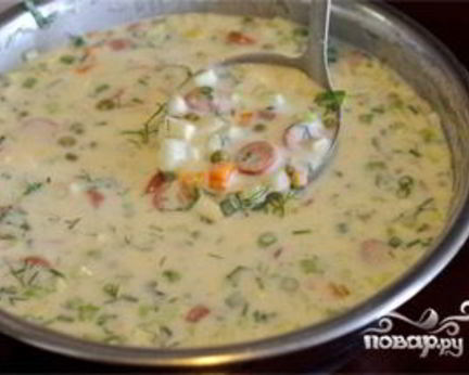 Окрошка на кефире и минералке