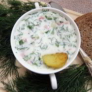 Рецепт Окрошки на кефире и минеральной воде