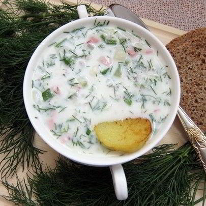 Окрошка на кефире и минеральной воде