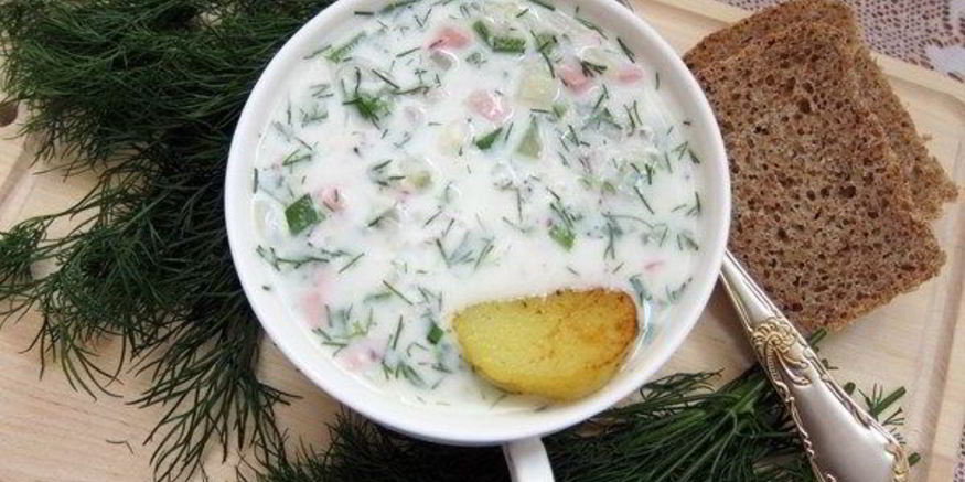 Рецепт окрошки на кефире и минеральной воде