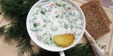 окрошка на кефире и минеральной воде