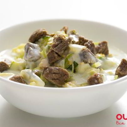 Окрошка на кефире с говядиной