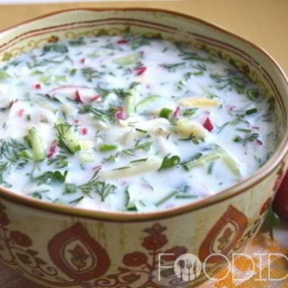 Окрошка на кефире с минералкой