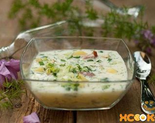 Окрошка на сметане и минеральной воде