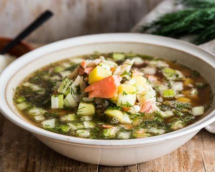 Окрошка рыбная на квасе