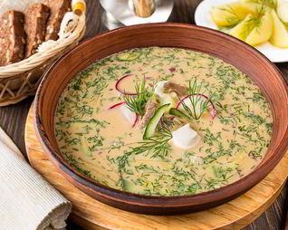 Окрошка с говядиной на квасе