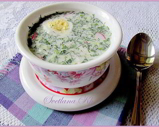 Окрошка с копченой курицей