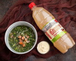 Окрошка с рыбой холодного копчения