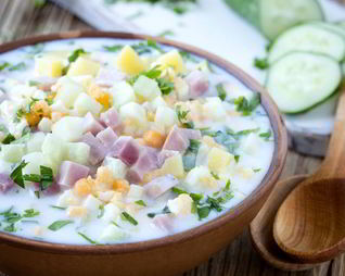Окрошка с ветчиной и таном