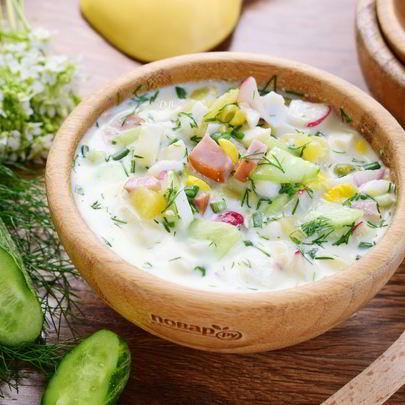 Окрошка с ветчиной