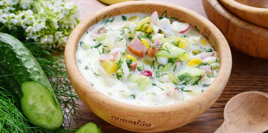 Рецепт окрошки с ветчиной