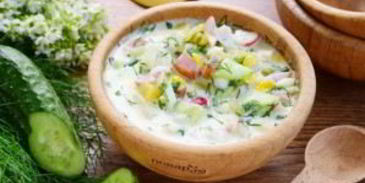 окрошка с ветчиной