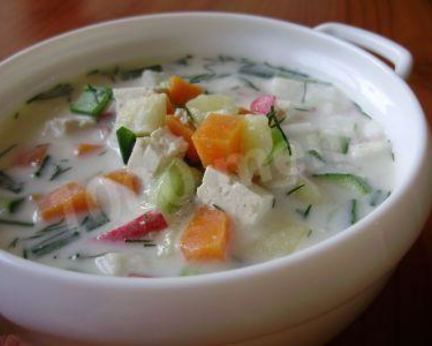 Вегетарианская окрошка на тофу