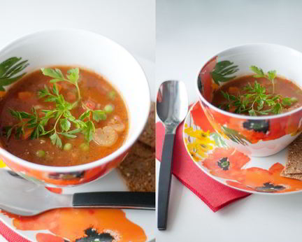 Густой овощной суп со спаржей