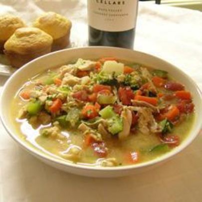 Курино-овощной суп с арахисовой пастой