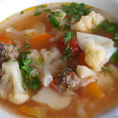 Овощной суп с фрикадельками диетический