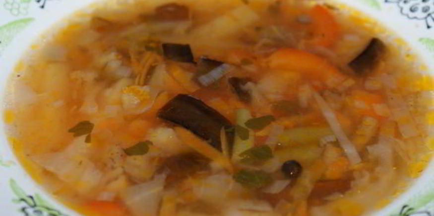 Рецепт овощного супа с грибами и баклажаном