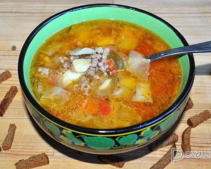 Овощной суп с мясным фаршем по-чешски