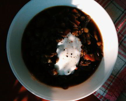 Чечевичная похлебка с грибами