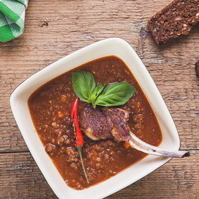 Хлебная похлебка с копченым барашком