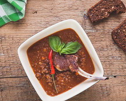 Хлебная похлебка с копченым барашком