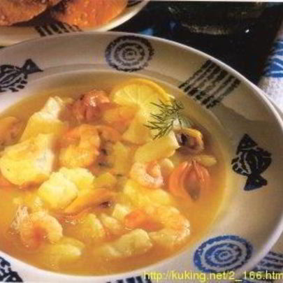 Похлебка из мидий и креветок