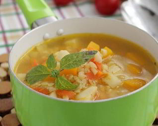 Похлебка с тыквой, грибами и булгуром